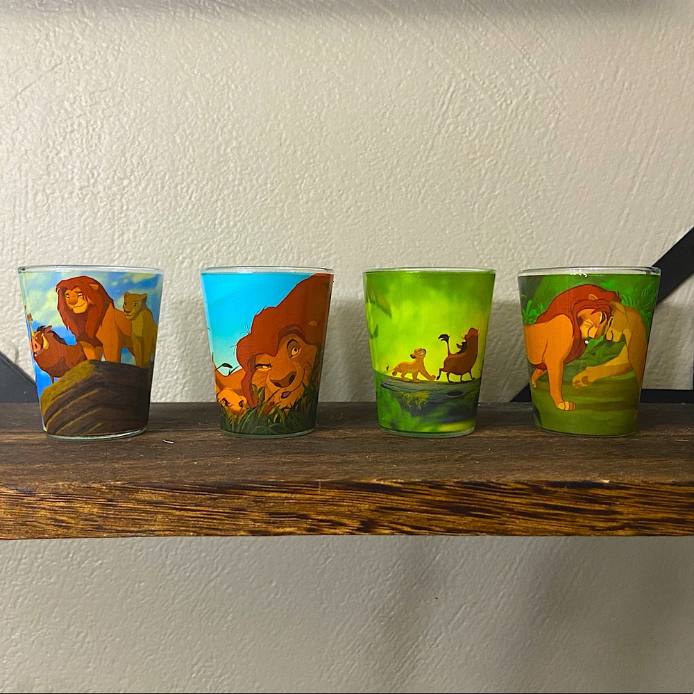 4 Lion King Shot Glasses NWOT